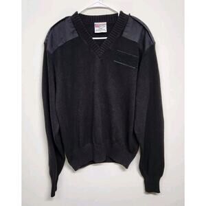 Navy V Neck Pullover By Jack Young Men's XL Black 100% Acrylic Sweater 1420